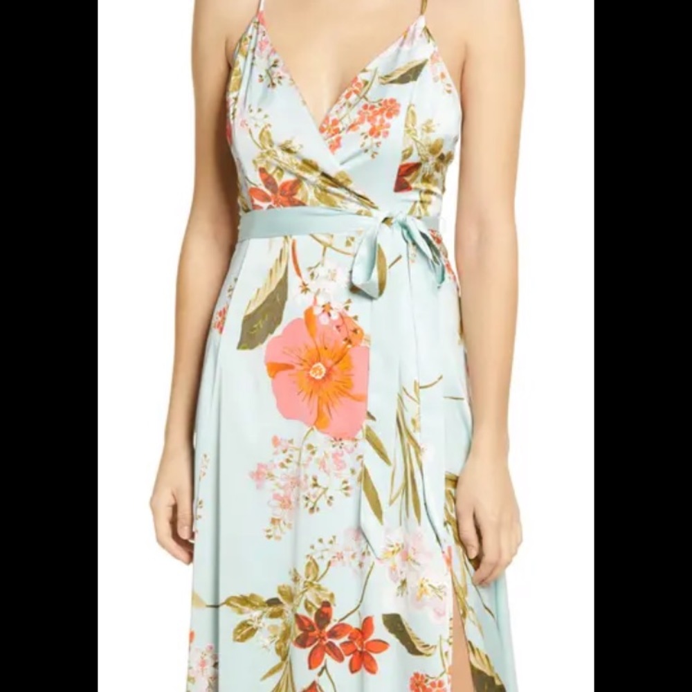 Still the One Floral Faux Wrap Gown